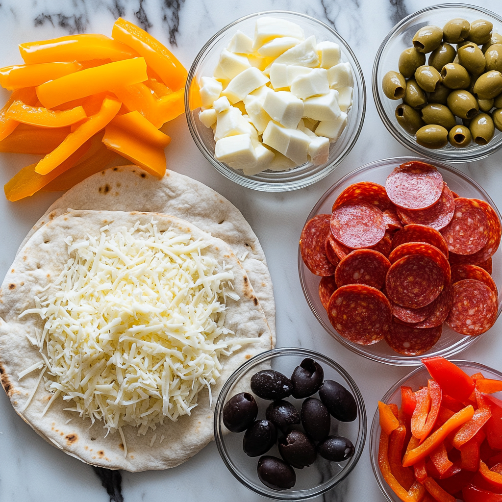 pita-pizza-ingredients.jpg Ingredients for pita bread pizza recipe