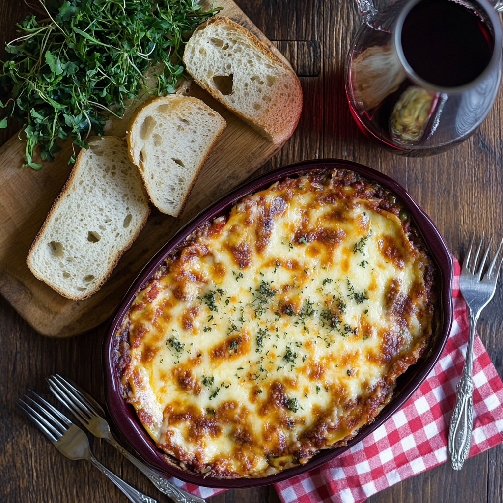 Cheese Lasagna Recipe That’s Comforting, Creamy, and Crowd-Loved 8 Full cheese lasagna meal setup