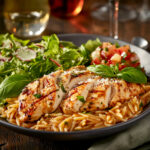 One-Pan Marry Me Chicken Orzo Recipe – Creamy, Easy, and Irresistibly Delicious 8 One-Pan Marry Me Chicken Orzo Recipe served creamy in skillet with golden chicken