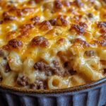 Cheeseburger Casserole: The Best Comfort Dish That’s Always a Hit 8 Baked cheeseburger casserole with golden cheese