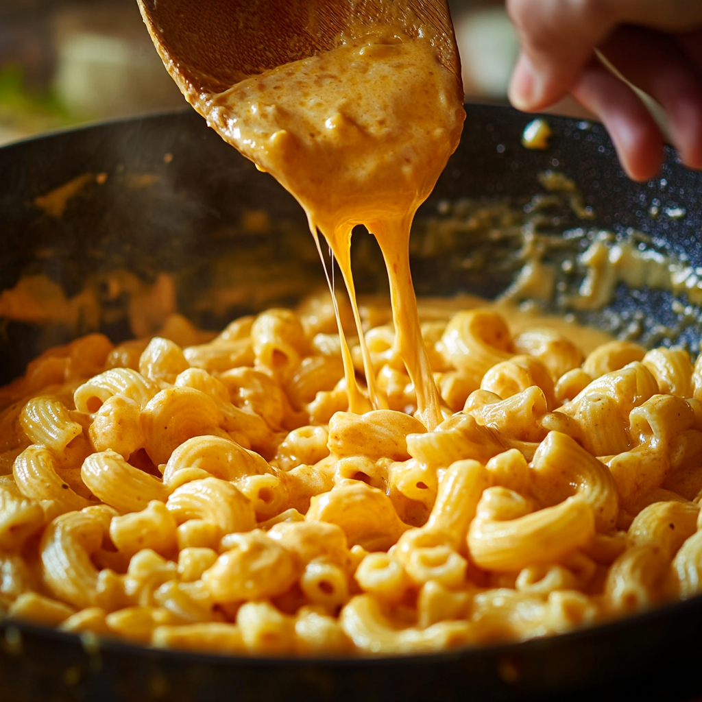 Easy Mac and Cheese Recipe Baked – Creamy, Crispy, and Full of Flavor 5 mixing sauce in easy mac and cheese recipe baked