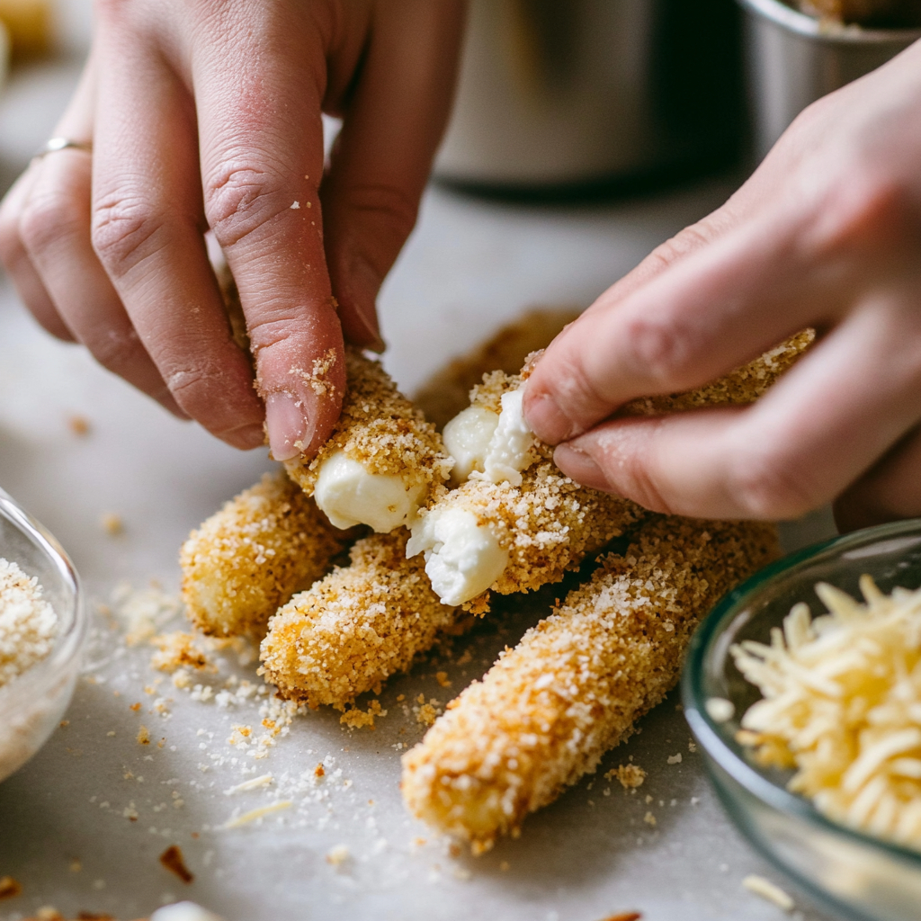 Mozzarella Cheese Sticks Recipe: The Crispy, Cheesy Snack You’ll Crave Again 8 double coating mozzarella sticks recipe process