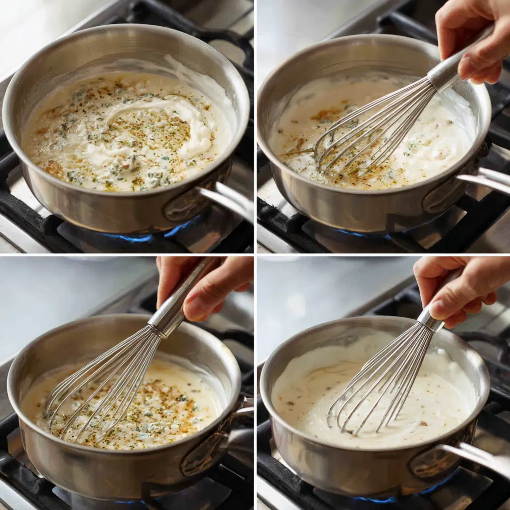 Bleu Cheese Sauce Recipe That’ll Win Over Any Cheese Lover 8 Cooking bleu cheese sauce on stovetop