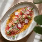 Kanpachi Carpaccio Recipe: Simple, Refreshing & Packed With Umami 2 kanpachi carpaccio recipe served with ponzu and microgreens