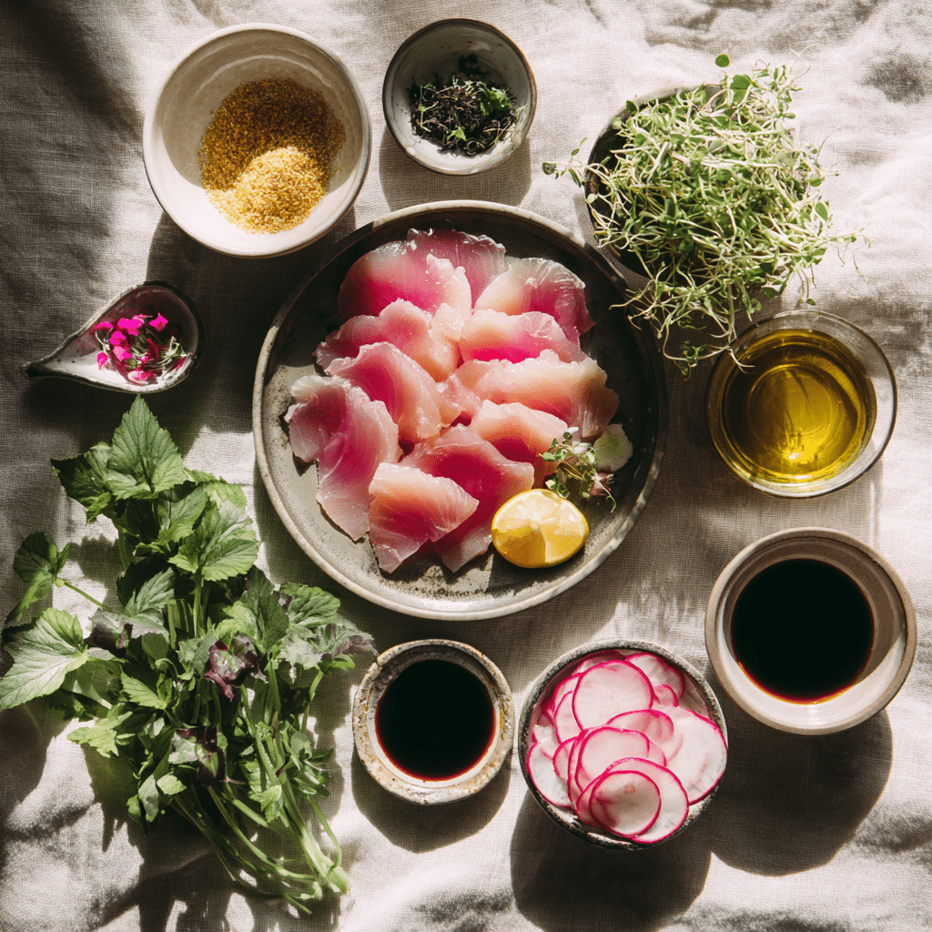 kanpachi-carpaccio-ingredients.jpg ingredients for kanpachi carpaccio recipe