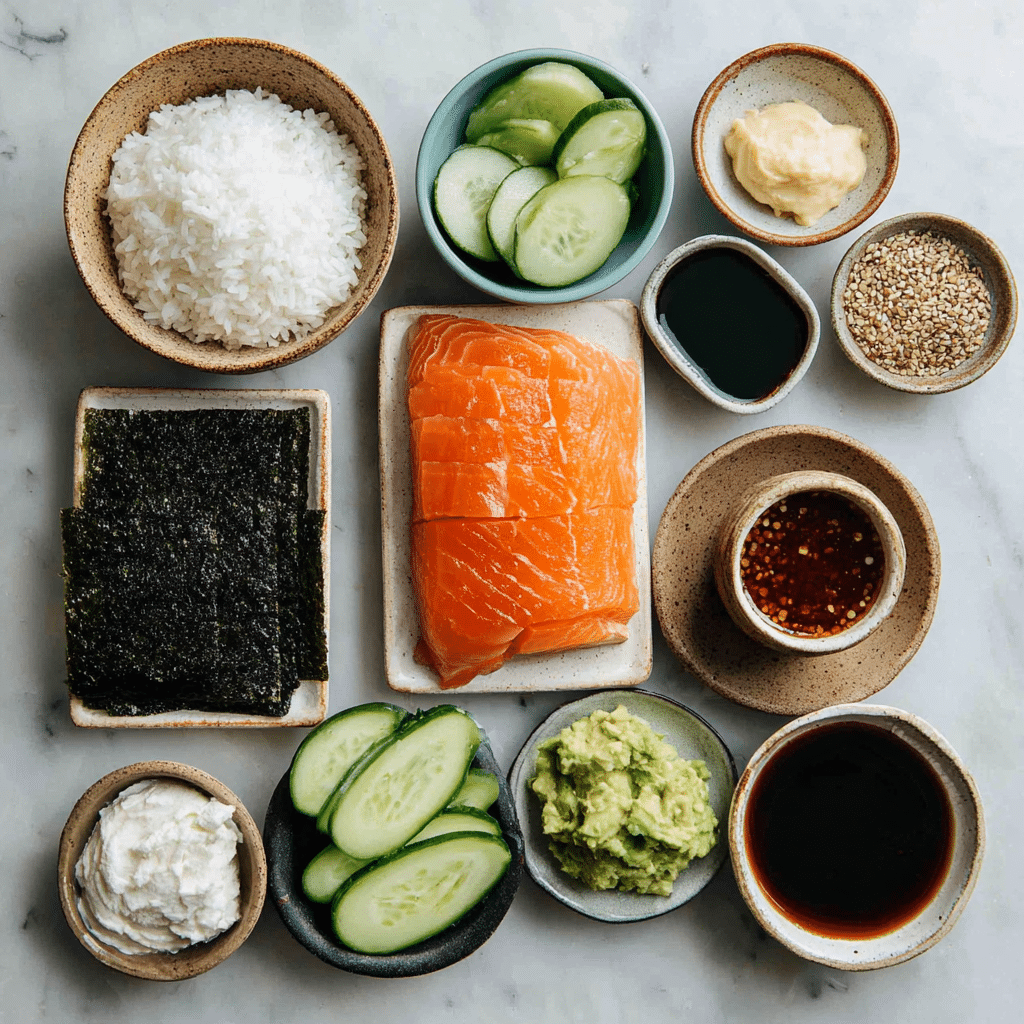 spicy salmon sushi hand roll ingredients