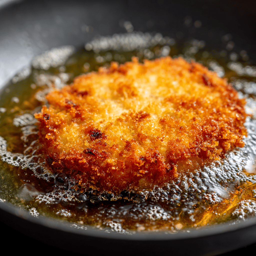 Wagyu katsu frying in oil