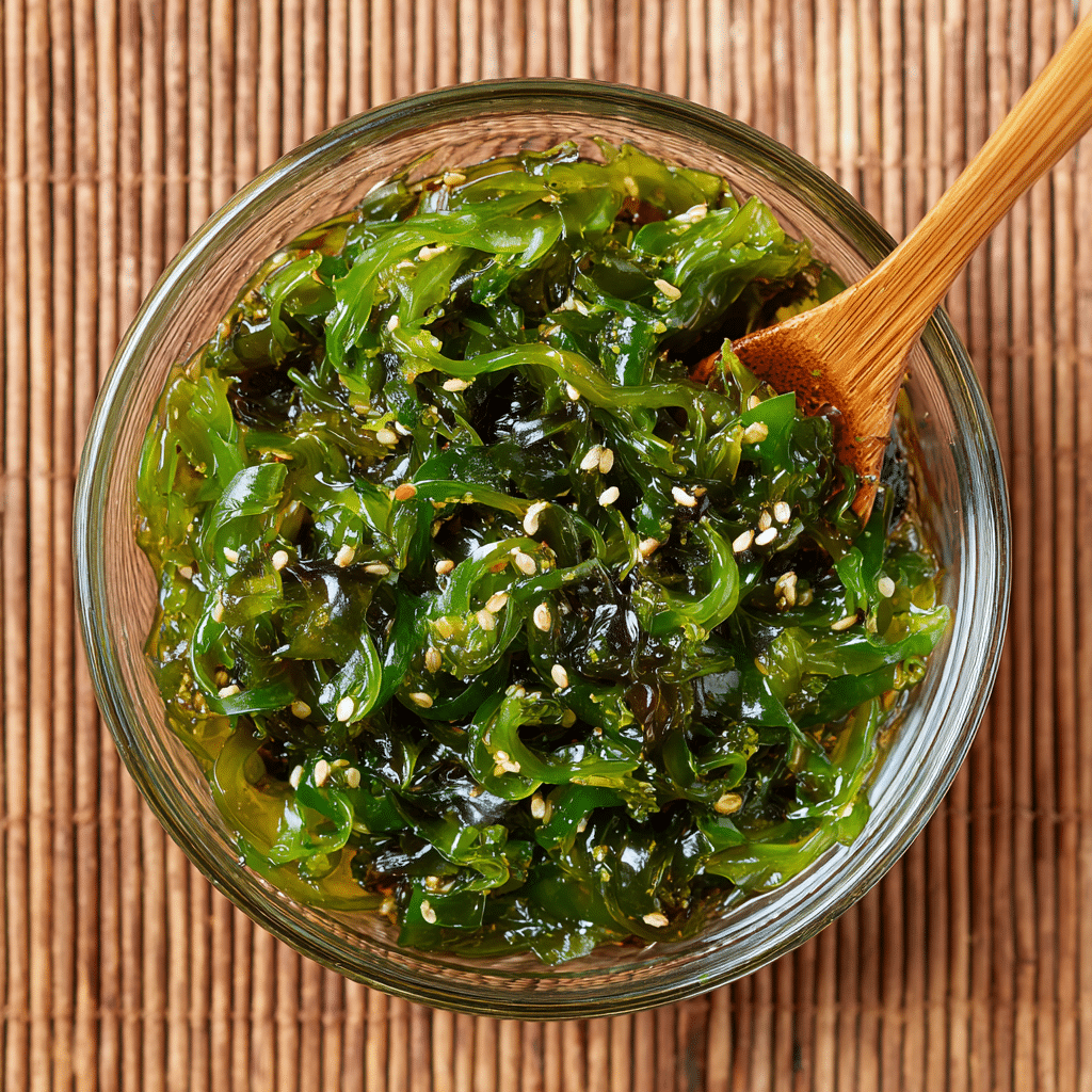 seaweed salad recipe in glass bowl
